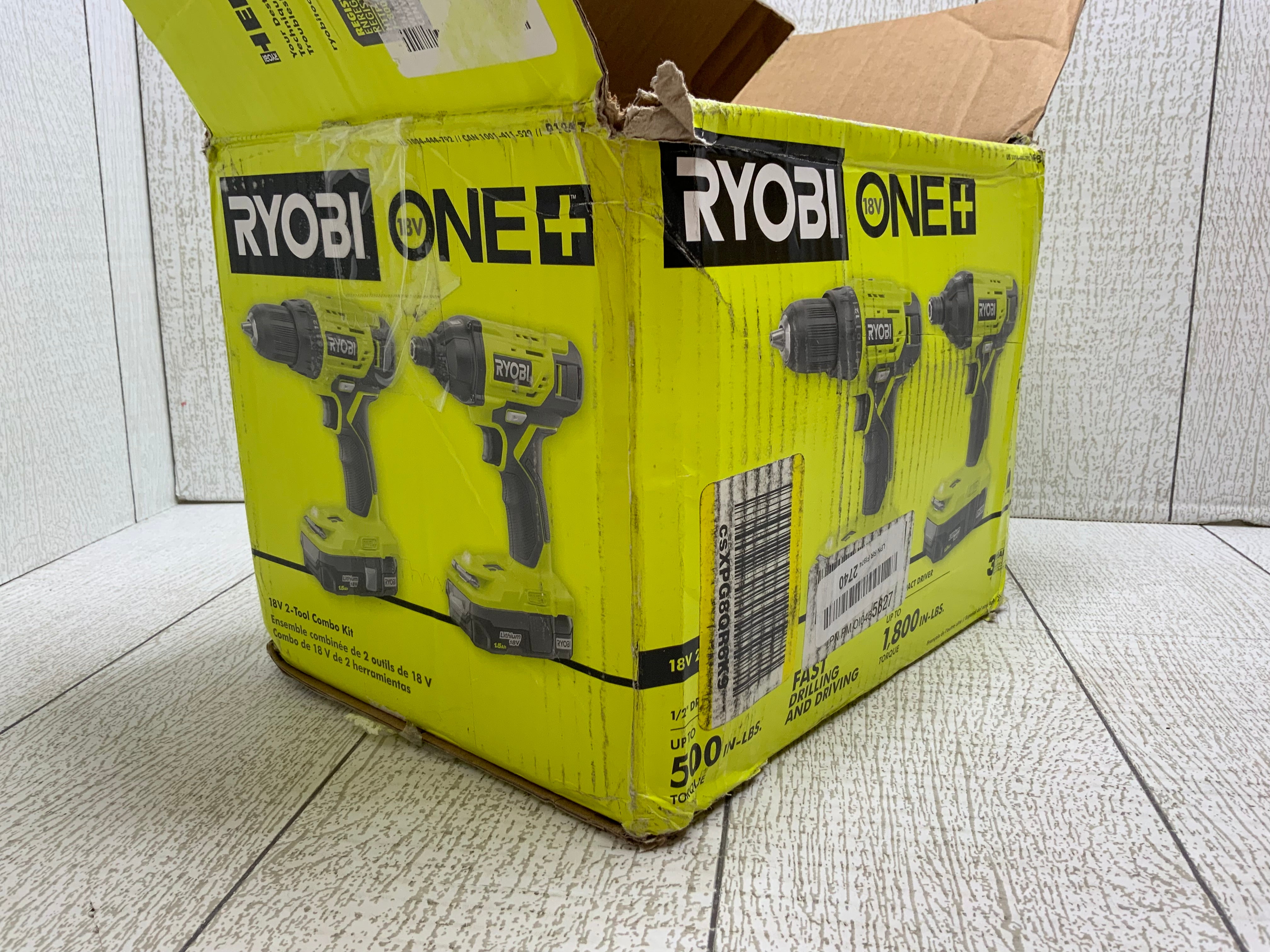 Ryobi P1817 18V ONE+ Lithium-Ion Cordless 2-Tool Combo Kit (8049461887214)